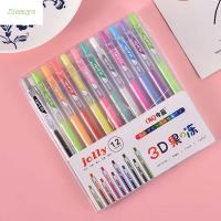 DIEAUYS ปากกามาร์คเกอร์ Set Pulpen สำหรับกดสำนักงานที่สร้างสรรค์12สีเจลลี่ปากกาสีเจลลี่ปากกาหมึกเจลปากกาลูกลื่นเครื่องเขียน