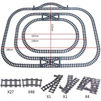 รถไฟเมืองสวิตช์แบบยืดได้รางโค้งทางตรงข้ามสะพานรถไฟความเร็วสูงยืดหยุ่นของเล่นอิฐบล็อคก่อสร้าง