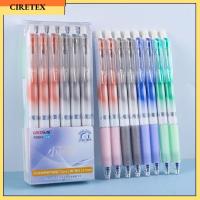 CIRETEX 12PCS สามารถลบได้ ปากกาเจล พับเก็บได้ หมึกสีดำ ปากกา0.5มม. เครื่องใช้ในสำนักงาน กับยางลบ