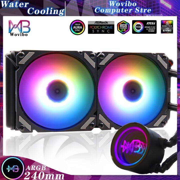 Wovibo PC CPU Water Cooling Computer Cooler AIO RGB ARGB Liquid Fan ...