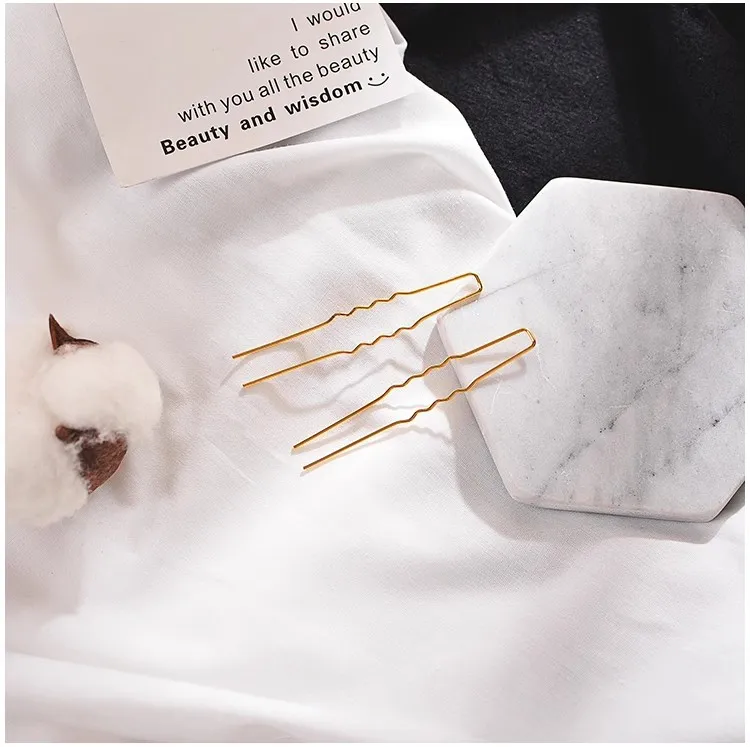 2pcs Gold Silver Plated U shape Hair Pins Needles Hair Stick