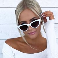 【LZ】❐㍿卐  New fashion white small frame sunglasses Personlity designer Cute women trend sunglasses Cat Eye Shades For Women Sexy Oculos