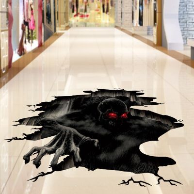 Halloween Stickers Abyss Ghost Floor Decal Self Adhesive PVC Waterproof Removable Halloween Party Decoration Horror Wall Sticker