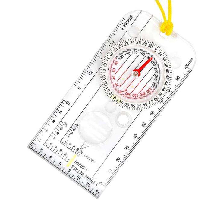 Multifunctional Mini Ruler Map Scale Compass Tool Outdoor Camping