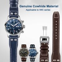 สายหนังแท้21มม. 22มม. สำหรับนาฬิกา IWC MARK18นักบินชิ้นใหญ่อะไหล่สายรัดข้อมือสายนาฬิกาข้อมือหนังลูกวัว