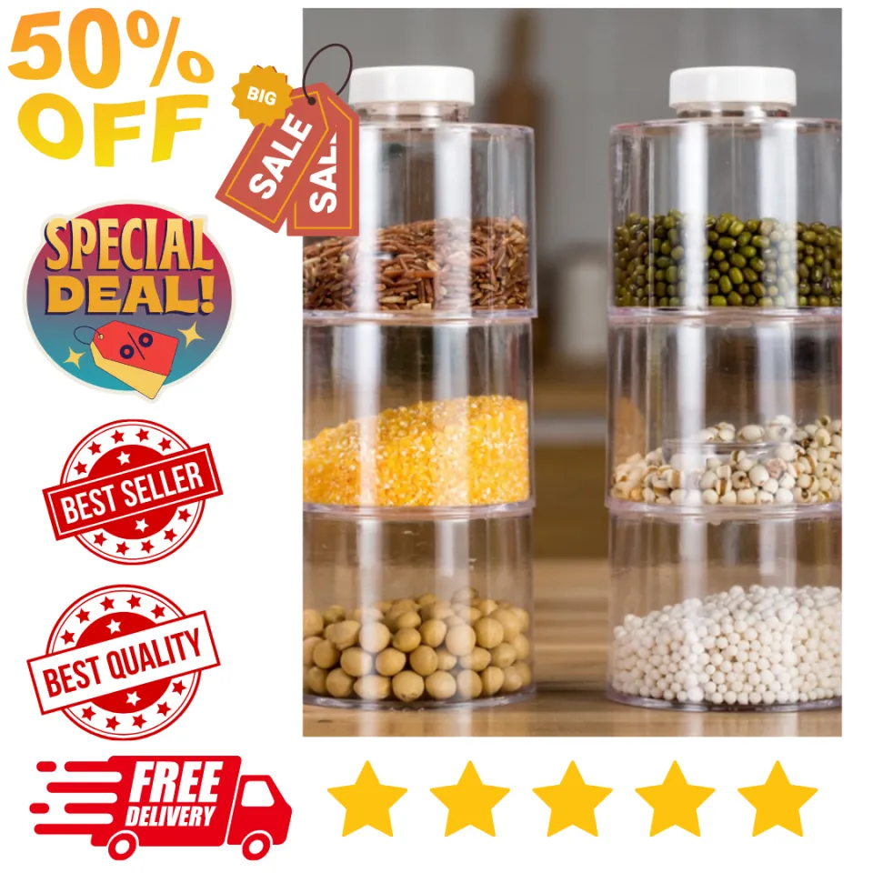 6pcs/set Clear Stackable Tower Shaped Spice Jars