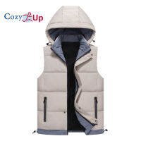 Cozy Up Hooded หนาอบอุ่นฝ้ายเสื้อกั๊กแจ็คเก็ตลำลองสำหรับบุรุษ