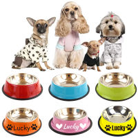 Personalized Name For Cat Dog Stainless Steel Colored Puppy Cat Bowl Non-Slip Durable Bowl Feeder Feeding Dog Water Bowl