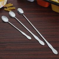 【Ready Stock】Stainless Steel Long Handle Mixing Spoon, Tea Coffee Ice Cream Dessert Round Head Spoons, 32cm 26cm 20cm Length Tableware Kitchen Tools