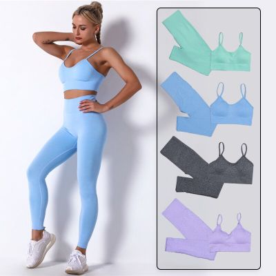 Seamless Womens Yoga Set Workout Clothing Fitness Sportswear Crop Top Sports Bra Seamless Leggings Active Wear Outfit Suit