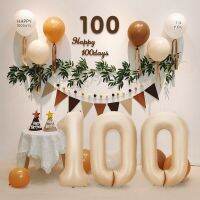 INS Baby Shower Decorations Coffee Happy 100days Balloon Set 40inch Cream Number 100 Golobs Boy Girl Party Backdrops Colanders Food Strainers