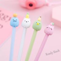 【Ready Stock】 ۞ C13 1pcs Student creative cartoon cute fruit head gel pen black 0.5mm student stationery gel pen