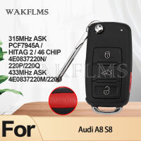 4EBJLDMEN For Audi A8 S8 2003 2004 2005 2006 2007 2008 2009 315&amp;433MHz ID46 Keyless Entry Smart Car Remote Key Fob