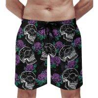 Gothic Dark Roses Board Shorts Sugar Skull Print Classic Board Short Pants ผู้ชายพิมพ์กีฬา Fast Dry Beach Trunks ของขวัญ