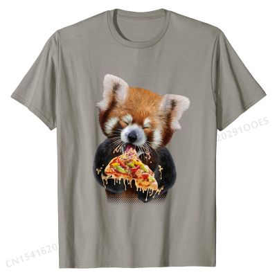 Hungry Red Panda Devouring Pizza, T-Shirt Popular Mens Tops &amp; Tees Normal Tshirts Cotton Slim Fit