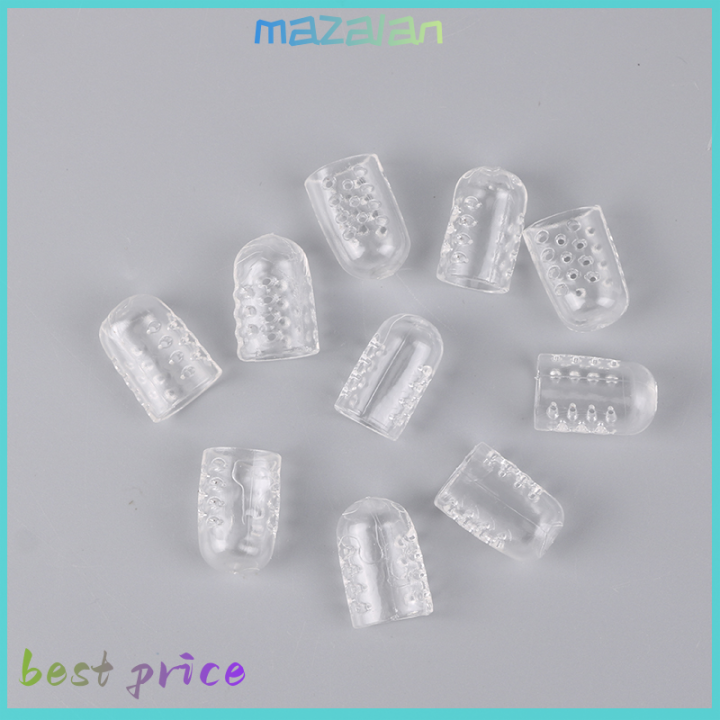 mazalan-10ชิ้นซิลิโคนนิ้วเท้าป้องกันการเสียดสีระบายอากาศที่หุ้มเท้าป้องกันแผลพุพองที่รองปุ่มหัวแม่เท้าดูแลเท้าเล็บเท้าด้วย