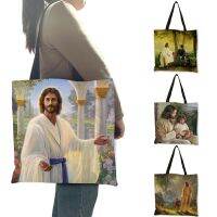 Customized Jesus Christ Oil Painting Print Womens Shoulder Bag Practical Shopping Tote Handbag Ladies B13107