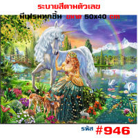 946 ? ขึงเฟรมไม้ ? พร้อมส่ง 40x50cm. DIY Paint Number รูปวาด ของขวัญ ภาพวาด ระบายสี สีน้ำมัน ระบายสีตามตัวเลข ตกแต่งผนัง