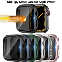 Privacy Glass+Case for Apple Watch 45mm 44mm 41mm 40mm Unti-Spy Screen Protector Hard PC Cover Bumper For iWatch 8/7/SE/6/5/4