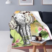 New Style Vintage Elephant Blanket African Print Art Meditation Super Soft Blanket Warm Fleece Flannel Throw Blanket for Sofa Couch King