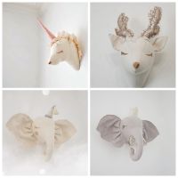 Handmade Felt Animals Head INS Room Decor Elephant Unicorn Plush Toys Animal Heads Wall Decoration For Children Soft Install