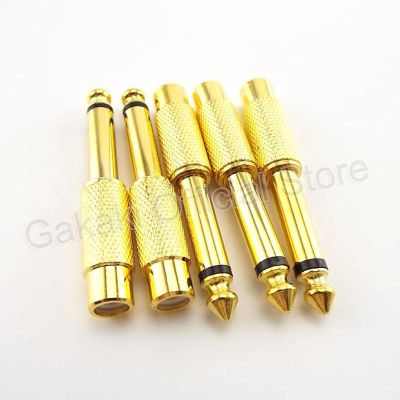 2/5/10pcs Golden Audio Adapter 6.35mm 1/4 Male Mono Plug to RCA Female 6.5mm to AV Jack Audio Adapter Connector TS For Home KTV