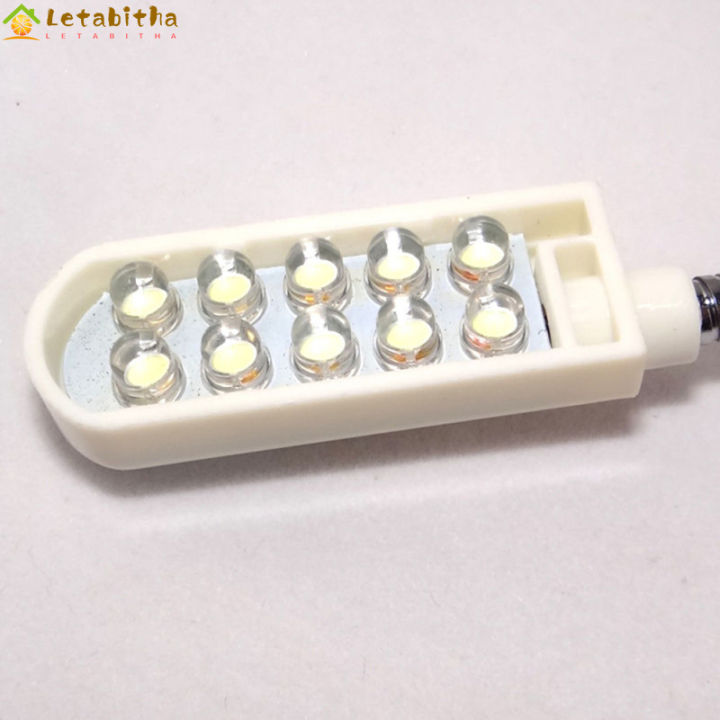 letabitha-เครื่องเย็บผ้าไฟสีขาวสำหรับทำงาน10ลูกปัดนำ-โคมไฟค่อห่านยืดหยุ่นติดตั้งด้วยแม่เหล็ก
