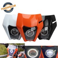 ใหม่รถจักรยานยนต์ LED ไฟหน้าสูง/ต่ำ Beam Angel Eyes DRL ไฟหน้า Supermoto สำหรับ EXC SXF Daylight Running Light MX Enduro