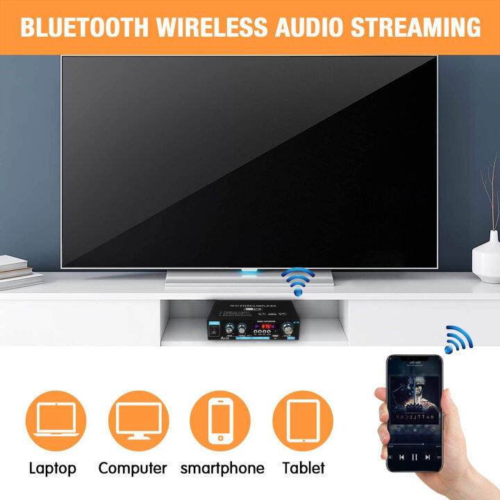 dc-ac-2-ช่อง-bluetoothhifi-แอมพลิฟายเออร์ลกับวิทยุสเตอริโอ-รีโมทคอนโทรล-สายไฟสำหรับรถยนต์-และบ้าน-12-v-220-v-คลาส-d-เสียงดิจิตอล-lcd-แอมป์-เพาเวอร์-บลูทูธ-แอมจิ๋วบลูทูธ