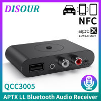 DISOUR Qualcomm QCC3005 Bluetooth 5.0เครื่องรับสัญญาณเสียง APTX APTX-LL 3.5มม. AUX R/l RCA USB พร้อมไมโครโฟนเดสก์ท็อปไฮไฟสเตอริโอเพลงอะแดปเตอร์ไร้สายรองรับการเล่นดิสก์ U สำหรับเครื่องขยายเสียงลำโพงรถยนต์