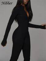 NIBBER Sport Suit Womens casual jumpsuit Basic fitness suit zipper long sleeve o-neck Tracksuit Playsuits 2023 spring New