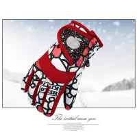 Happpybuyner Winter Children Skiing Gloves Cute Print Winter Windproof Warm Outdoor Sports Gloves for Skiing Climbing Running Cycling