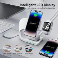 4 In 1 Magnetic Wireless Charger Stand 15W Fast Charging Dock Station สำหรับ 14 13 12 Pro Max 8 7