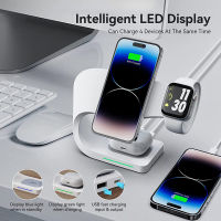 4 In 1 Magnetic Wireless Charger Stand Dock สำหรับ 14 13 12 Pro Max 8 7 15W Fast Charging Station