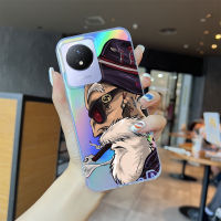 GGK เคสสำหรับ VIVO Y02A อนิเมะดราก้อนบอล Y02T การ์ตูน Sgoku เลเซอร์สีรุ้งเคสมือถือโปร่งแสงนิ่ม TPU ขอบเคสกันกระแทกสีสันสดใสเคสบัตรเลเซอร์ในอาคาร