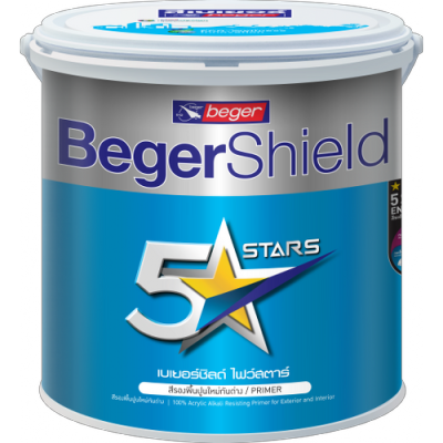 Beger Shield 5 star สีรองพื้น ปูนใหม่ สูตรน้ำ สีขาว กันรอยด่างและคราบเกลือได้ดี ขนาด 3 ลิตร และ 9 ลิตร