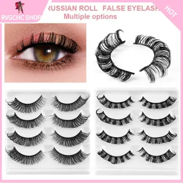 False Eyelashes,Fluffy Eyelashes 4Pairs 5D Faux Mink Eyelashes