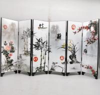 Exquisite Graceful Plum Orchid Bamboo and Chrysanthemum lacquerware screen desktop Furnishing articles crafts