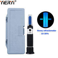 Yieryi มือถือ 10-30% เครื่องวัดค่าน้ำผึ้งที่มีการสอบเทียบ ATC Refractometer ให้ความชุ่มชื้นจากน้ำผึ้งเมตรพลาสติกกรณี