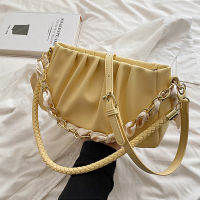 ผู้หญิงใหม่กระเป๋าแนวโน้มไหล่กระเป๋าหรูหราออกแบบจีบออกแบบโซ่ Crossbody กระเป๋าหญิง Crescent กระเป๋ากระเป๋าถือสำหรับ Womenhot