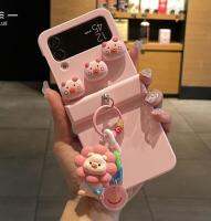 เคสโทรศัพท์สายคล้องแบบคาดตัวจี้หมูน่ารักสำหรับ Samsung Galaxy Z Flip 3 Zflip 4ที่ครอบบานพับ