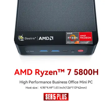 AMD Ryzen7 5800H 4.4GHz SER5 Pro Mini PC 8-Core 16-Thread, 16GB RAM 500G  SSD, 4K@60Hz Triple Display, USB3.2/Wi-Fi6 BT5.2/RJ45, Mini Desktop Gaming  PC