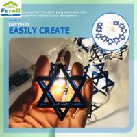 FORWDG 1.65M สายคล้องแบบใช้แบตเตอรี่10LED Chanukah ไฟ LED ประดับ Hanukkah Star Of David