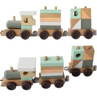 Montessori Wooden toys New Designed Shape Matching Building Blocks Dragging Train Child Early Educational Assemble Wooden Toys