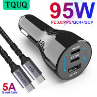 【HOT SALE】 Hayas Super Store ที่ชาร์จแบตในรถ USB C TQUQ 95W 3-พอร์ตชาร์จเร็วสุด PPS PD QC4 + 18W สำหรับแล็ปท็อป IPhone12 Galaxy