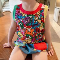 COD SDFSDTFGER [Hi Baby] 1-6 Y Childrens Summer New Style Clothing Short-Sleeved T-Shirt Vest Street Wear Boys Baby Sleeveless Bottom