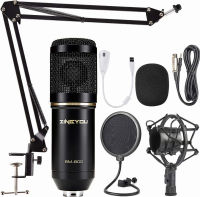 ZINGYOU Condenser Microphone Bundle, BM-800 Mic Set for Studio Recording &amp; Brocasting (Microphone Kit (Black))