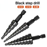 3PCS Hss Steel Titanium Coated Step Drill Bits 3 12mm 4 12mm 4 20mm Step Cone Cutting Tools Steel Wood Metal Drilling Power Set Drills Drivers