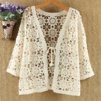 Sexy Hollow Lace Sunscreen Cardigan Sweater Women Wide Loose Air Conditioning Knitted Sweater Thin Section Female Spring Autumn