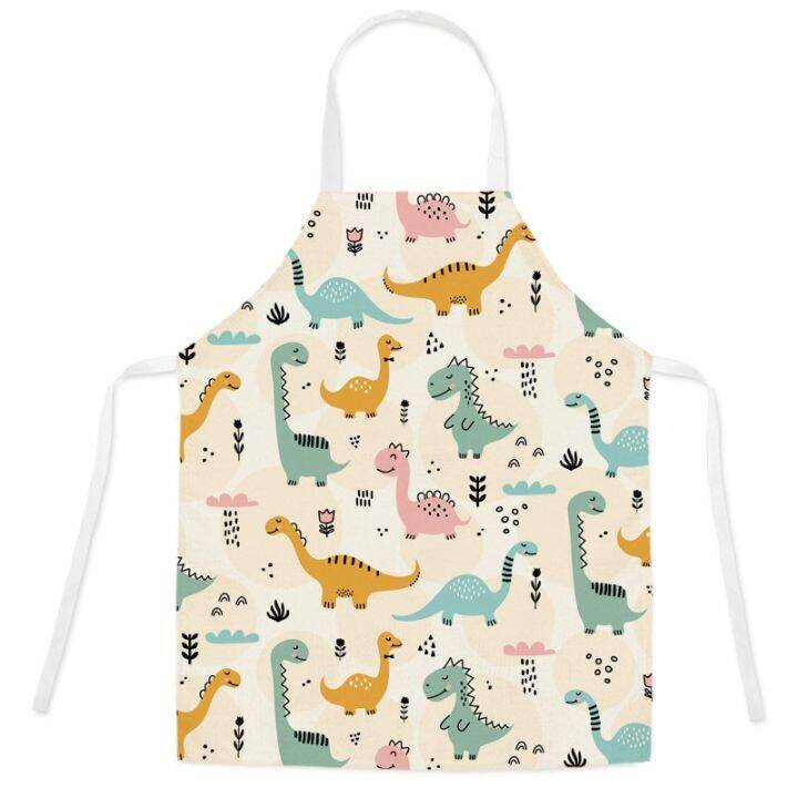 cartoon-dinosaur-cute-apron-for-children-kitchen-cooking-linen-soft-fabric-adults-children-bib-apron-aprons